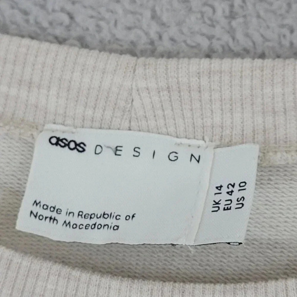 Asos Design Beige Oversized Sweatshirt Dress US 10 pullover   20CT - Picture 4 of 7